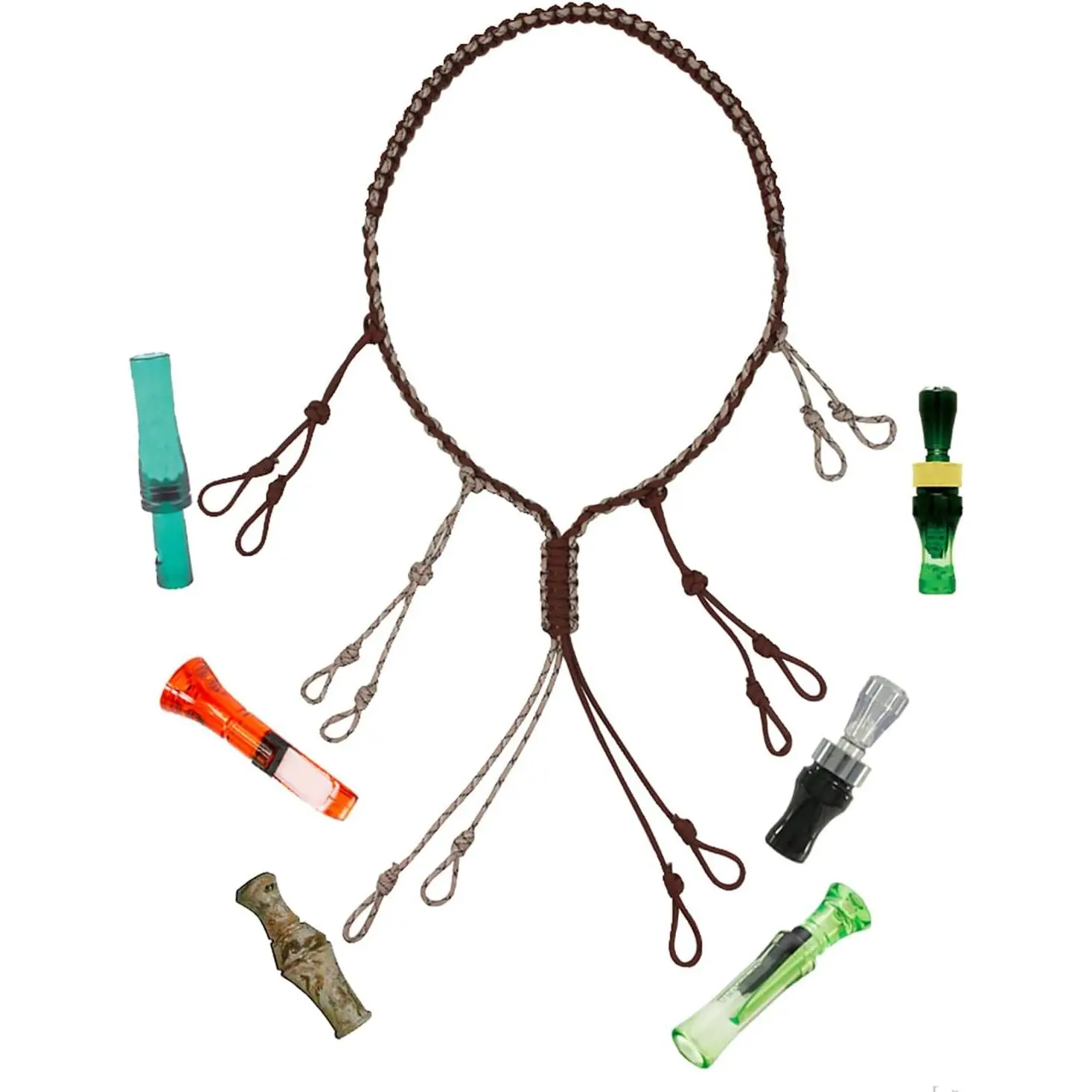 Unisex Braided Paracord Duck Call Lanyard - 35.5in Comfortable Neck Strap for Hunters, 12 Adjustable Strong Loops for Calls & Whistles, 60ft Paracord, Easy to Clean, Ideal for Waterfowl Hunting, 35.5 In, 60 Feet