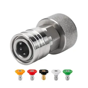 Hose to Pressure Washer Adapter, 3/4" GHT to 1/4" Quick Connect, Hose to Power Washer Connector, Stainless Steel Construction for Car Wash Nozzle and Sprayer Attachment, Garden Hose Connectors