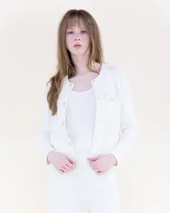 Tailored Waffle Stitch Gold Buttons Boxy Cardigan