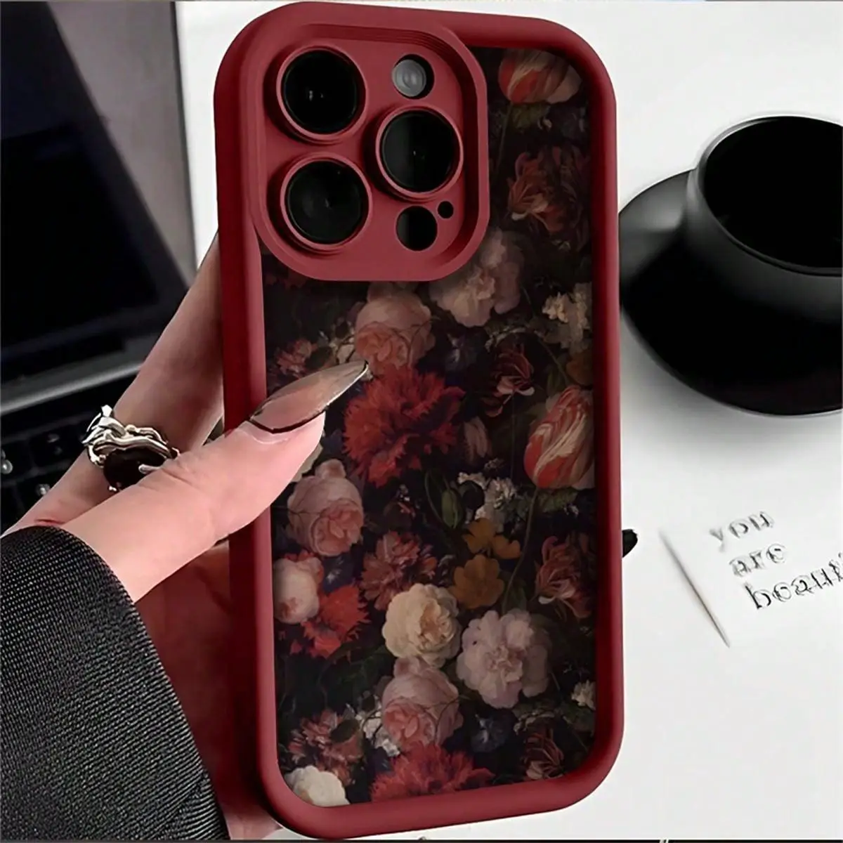 Floral Pattern Phone Case, Soft Anti-drop Phone Case, Waterproof & Shockproof Phone Protective Cover Compatible with iPhone 11 12 13 14 15 Pro Max