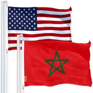 G128 Combo Pack: USA  3x5 Ft 150D Printed Stars & Morocco (Moroccan) Flag 3x5 Ft 150D Printed