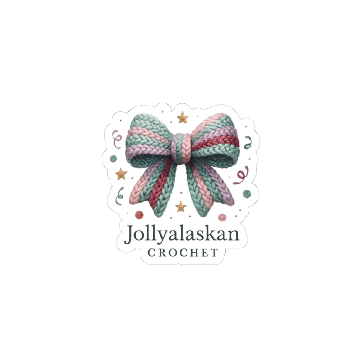Crochet Bow Sticker | Kiss-Cut Vinyl Sticker, Yarn Bow Logo