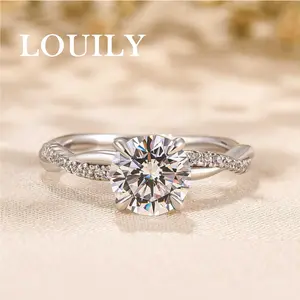 Louily Jewelry 1.25CT Round Cut Twist Engagement Ring for Women, 5A Cubic Zirconia 925 Sterling Silver Promise Ring, Elegant Wedding Ring Accessory