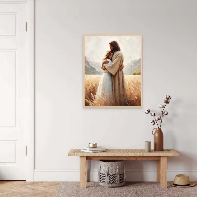 Modern Christian Believer Poster Jesus Praying Shepherd Bible Verse Easter Canvas Painting Wall Art for Kids Room Home Decor NONE