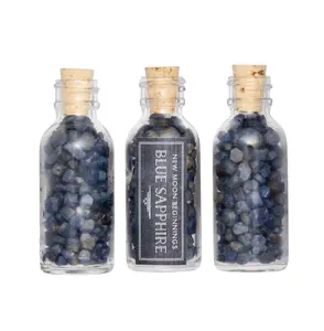 Blue Sapphire Gem Bottle - Semi-Polished Chips of Blue Sapphire Crystals