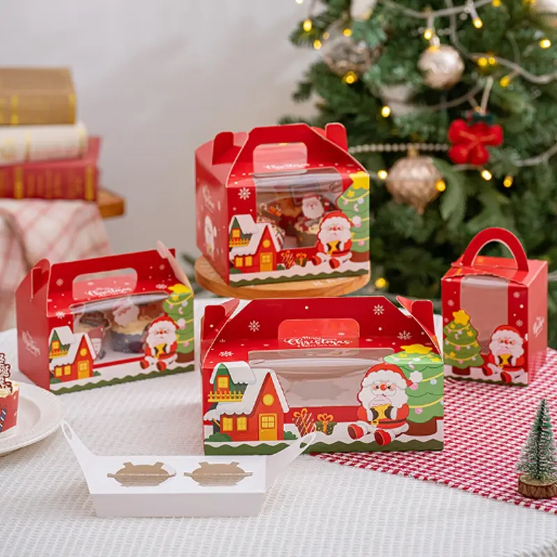 Christmas Cupcake Box Cup Cake Packaging Box Packing Box Handheld Box Cake Box