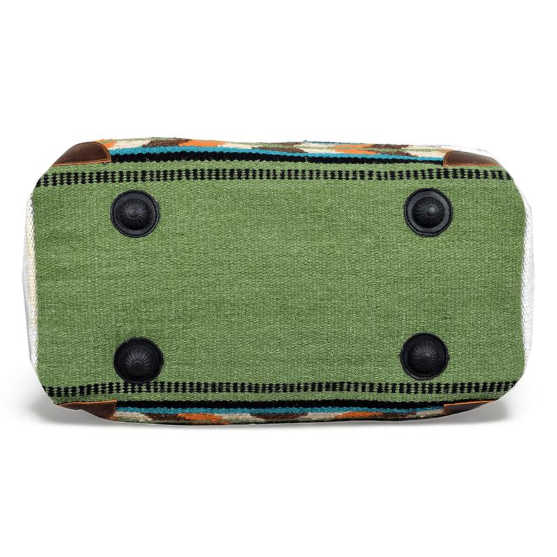 Boho Aztec Large Weekender Southwestern Duffel Bag Aspen Saddle Blanket Bag 100% Leather Handles