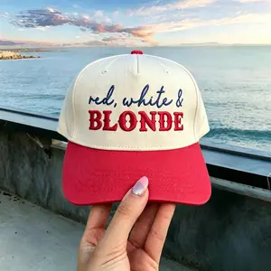 Red White & Brunette Patriotic Snapback Hat - Funny 4th of July Vintage Country Cap, Summerwins Independence Day America Style Party Gift for Southern Girls, Festive Party Accessory