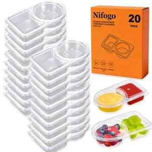 Portable Double Compartment Snack Boxes 20/40 PCS by Nifogo | Reusable Eco-Friendly Storage for Sauces, Dips & Condiments