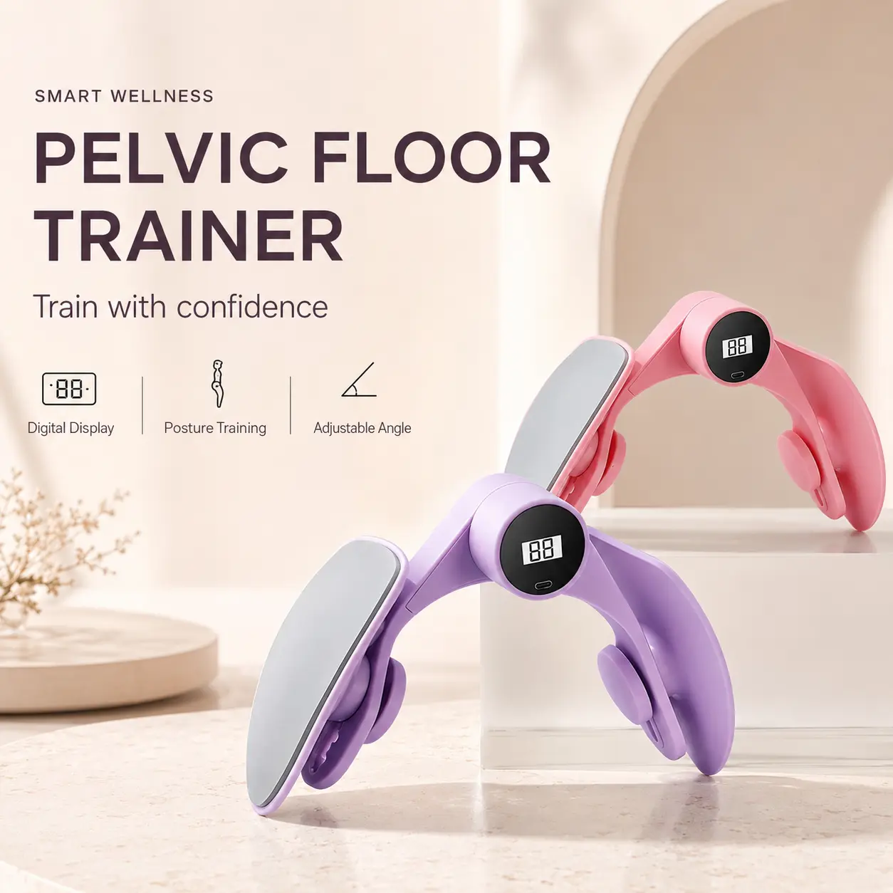 2026 Smart Pelvic Floor Muscle Trainer with Digital Display, Adjustable Thigh Exerciser for Home Workouts, Ergonomic Leg and Hip Training Equipment