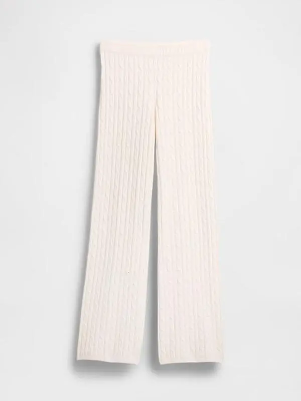 CashSoft Cable-Knit Sweater Pants