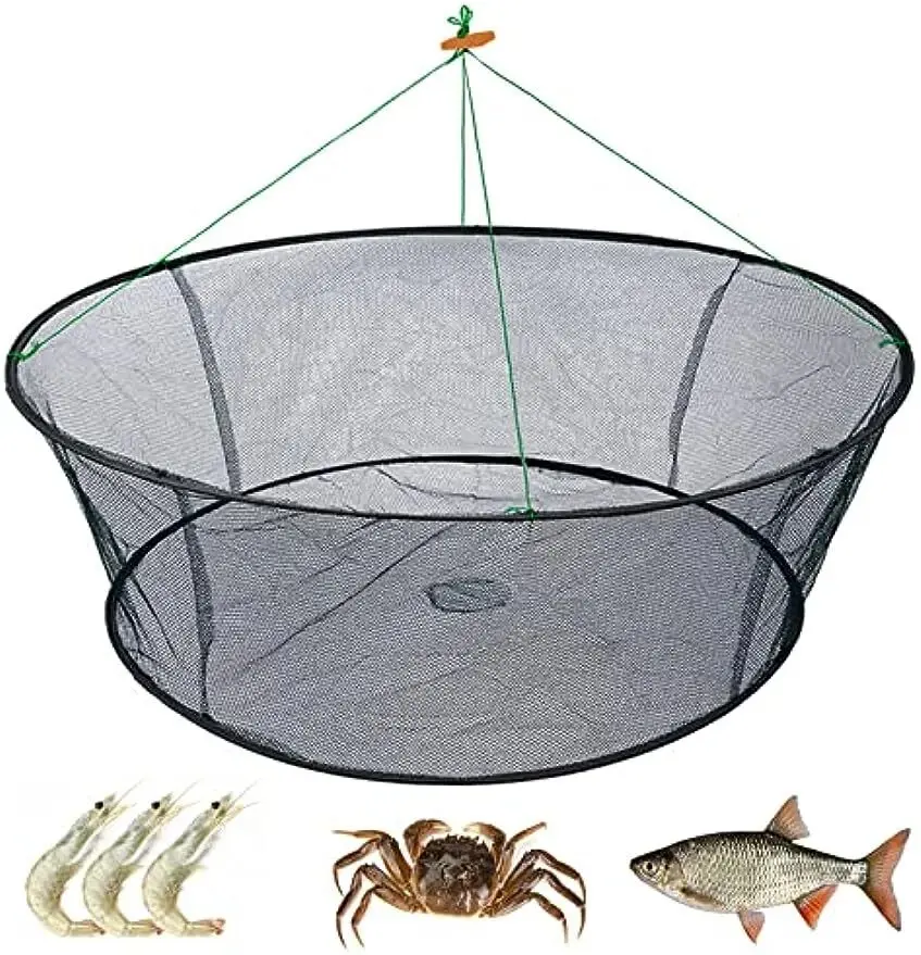 Foldable Fishing Landing Net Fish Catcher Network Crab Shrimp Mesh Trap