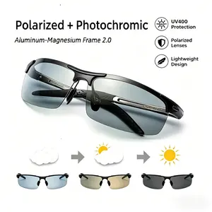 PALESHY High-Definition Photochromic Polarized Sunglasses, Smart Transition Lenses for Long-Distance Clarity, Enhanced Depth Perception UV400 Protection, Lightweight Al-Mg Frame for Driving & Outdoor Sports