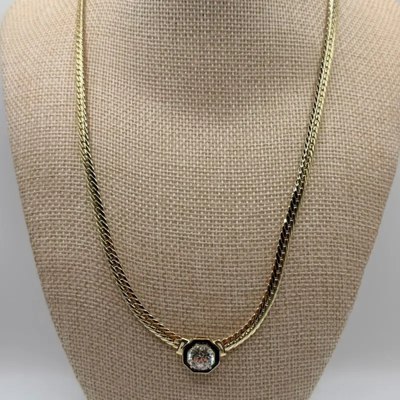 Cadena Baño de Oro 14k con Zirconia – 23 Pulgadas de Largo