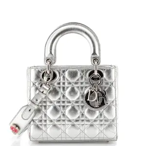 Pre-owned Leather Shoulder Bags Christian Dior My ABCDior Lady Dior Bag Metallic Cannage Quilt by Rebag