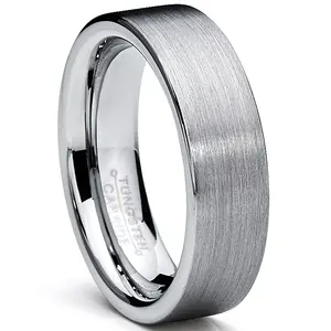 Tungsten Carbide Men's Brushed Wedding Band Ring Comfort Fit 6MM Sizes 5 to 15