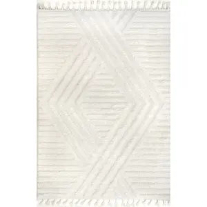 Risette Geometric Shag Tassel Area Rug