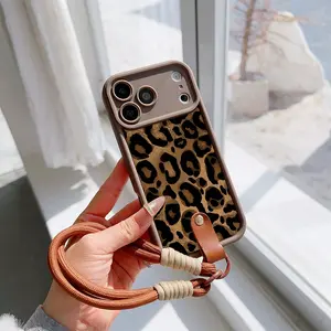 Convenient Lanyard Phone Case with Wrist Strap Leopard Print, Protective Anti-Drop Durable Tpu Protection Cover Casing Accessories for iPhone 6/7/8/x/11/12/13/14/15/16/17 Pro Max