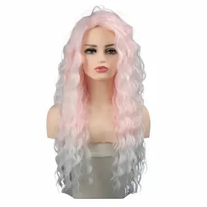 Cherry Blossom Pink Long Curly Wavy Wig