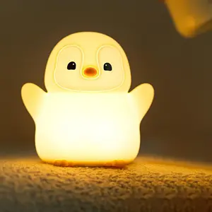 Cute Penguin Night Light, LED Soft Novelty Night Lamp, Ambient Night Light, Adjustable 2 Levels, Touch Lamp, Dorm Decor, Boy Girl Gift