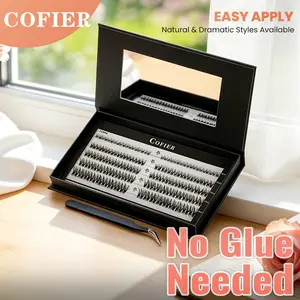 Cofier No-Glue DIY Lash Extension Kit - Lightweight Multi-Length False Lashes, Tweezer Included, Easy Application, High-Quality, Long-Lasting for Everyday Makeup