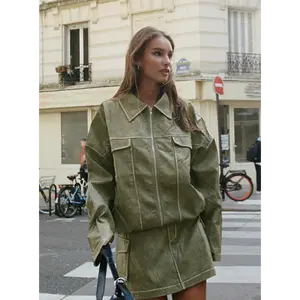 Tanza Faux Leather Mini Skirt Green