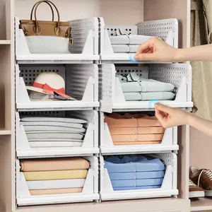 Stackable Closet Storage Baskets, Multi-Functional Foldable Wardrobe Organizer, Space-Saving Clothes Rack, Freestanding Design