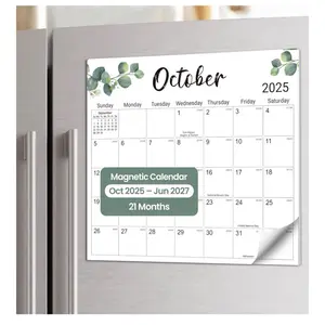 2025-2026 Magnetic Calendar for Refrigerator 11"x8.5" Jul 2025-Dec 2026 Monthly Calendar with Strong Magnets Thicker Paper Hard Cardboard Priorities Notes Yearly Overview Greenery Design