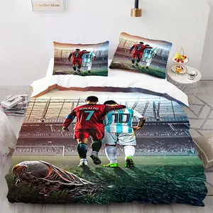 Football Legend Bedding Set, Includes 1 Duvet Cover and 1/2 Coreless Pillowcases, Soccer Twin Stars Comforter Covers, Batch Number Btb452