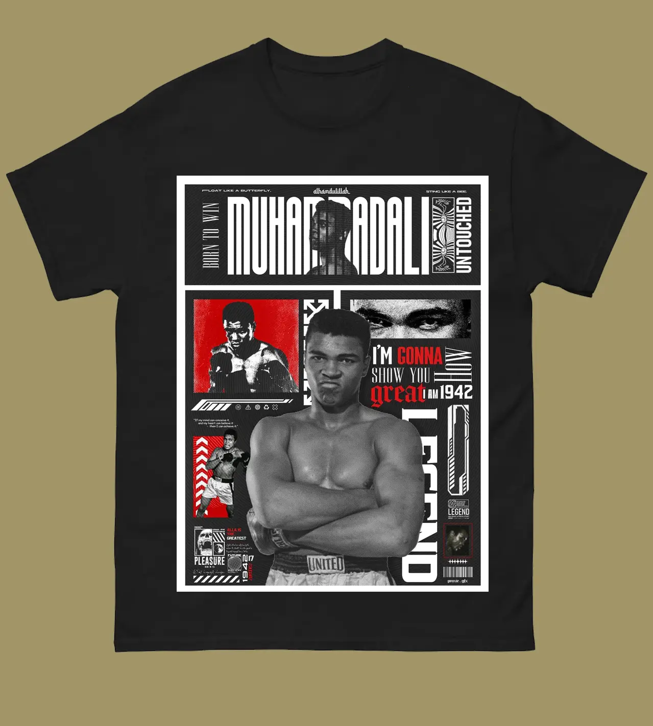 Muhammad Ali Graphic Tee, Vintage Boxing 1942 Shirt, Retro GOAT Sportswear Casual Apparel, Sports Clothing Outfit Gift for Men