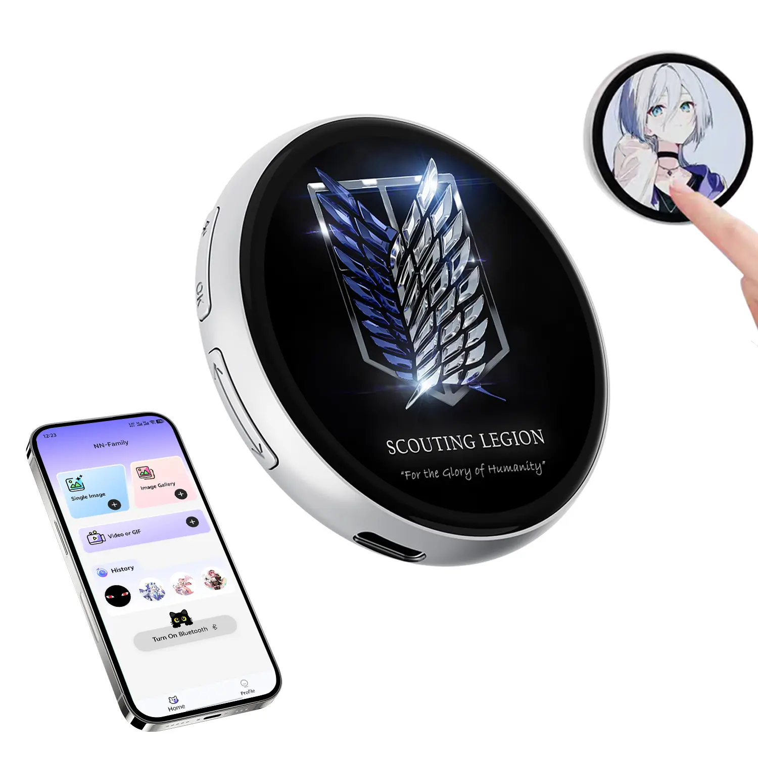 Spilla Badge Digitale Con Touch Screen HD Da 1,7'' – Mostra Foto E Video, Ricaricabile, Regalo Per Fan