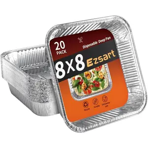 8x8 20 Pack Heavy Duty Disposable Square Aluminum Foil Pans for Baking Roasting Meal Prep Food Storage Heating Party Serving