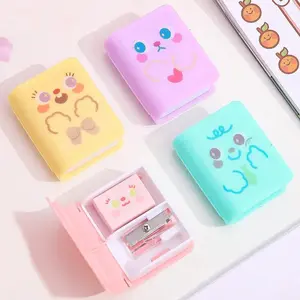 Cute Cartoon Design Pencil Sharpener, 4 Counts/set Multifunctional Student Stationery Eraser Shape Pencil Sharpener, Dual-purpose Book Pencil Sharpener