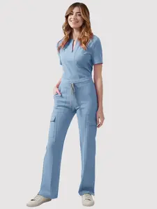 Women V Neck Scrub Top Pants Set Hospital Nurse Uniform Workwear Comfortable Medical Outfit