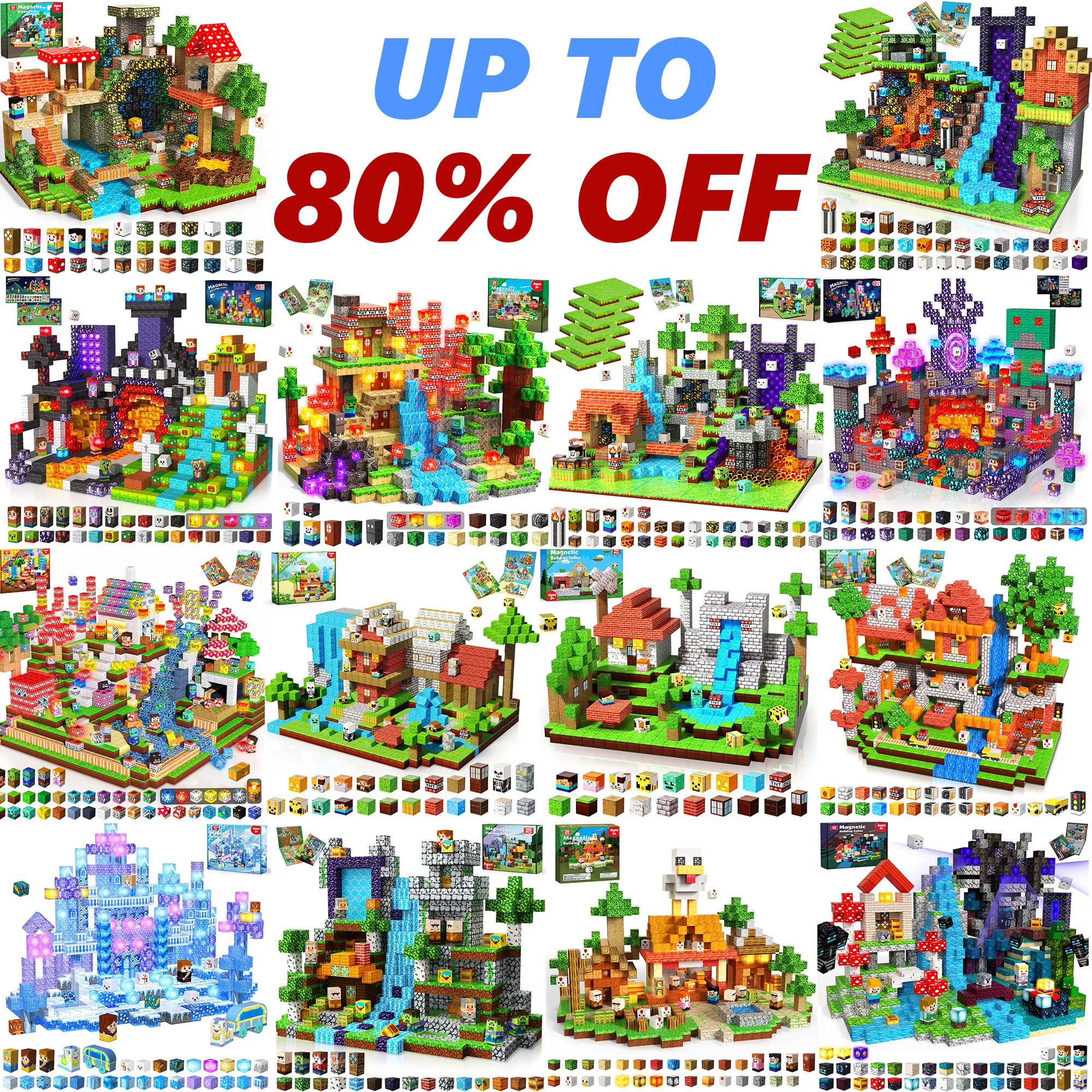 Limited-Time Offer Magnetic Building Blocks Set - STEM Montessori Sensory Magnet Cubes, Stacking Forest Game, Easter/Birthday Gifts for Kids Ages 3+