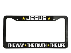 JESUS THE WAY TRUTH THE LIFE CHRISTIAN GOD PEACE Black License Plate Frame, Car Accessories