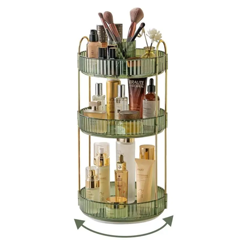 360° Rotating Makeup Organizer | 3-Tier Clear Vanity Storage for Skincare & Perfume
