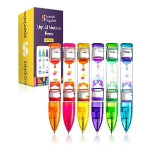 Special Supplies Liquid Motion Pens, 6 Pack Colorful Hourglass Timer Pens with Droplet Movement Special Supplies Liquid Motion Pens, 6 Pack Colorful Hourglass Timer Pens with Droplet Movement