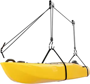 Bonnlo Pulley System Kayak Hoist, Garage Ceiling Storage Canoe Lift with 150 lbs Capacity Even Works as Bike Lift, Up to 14 ft Ceiling