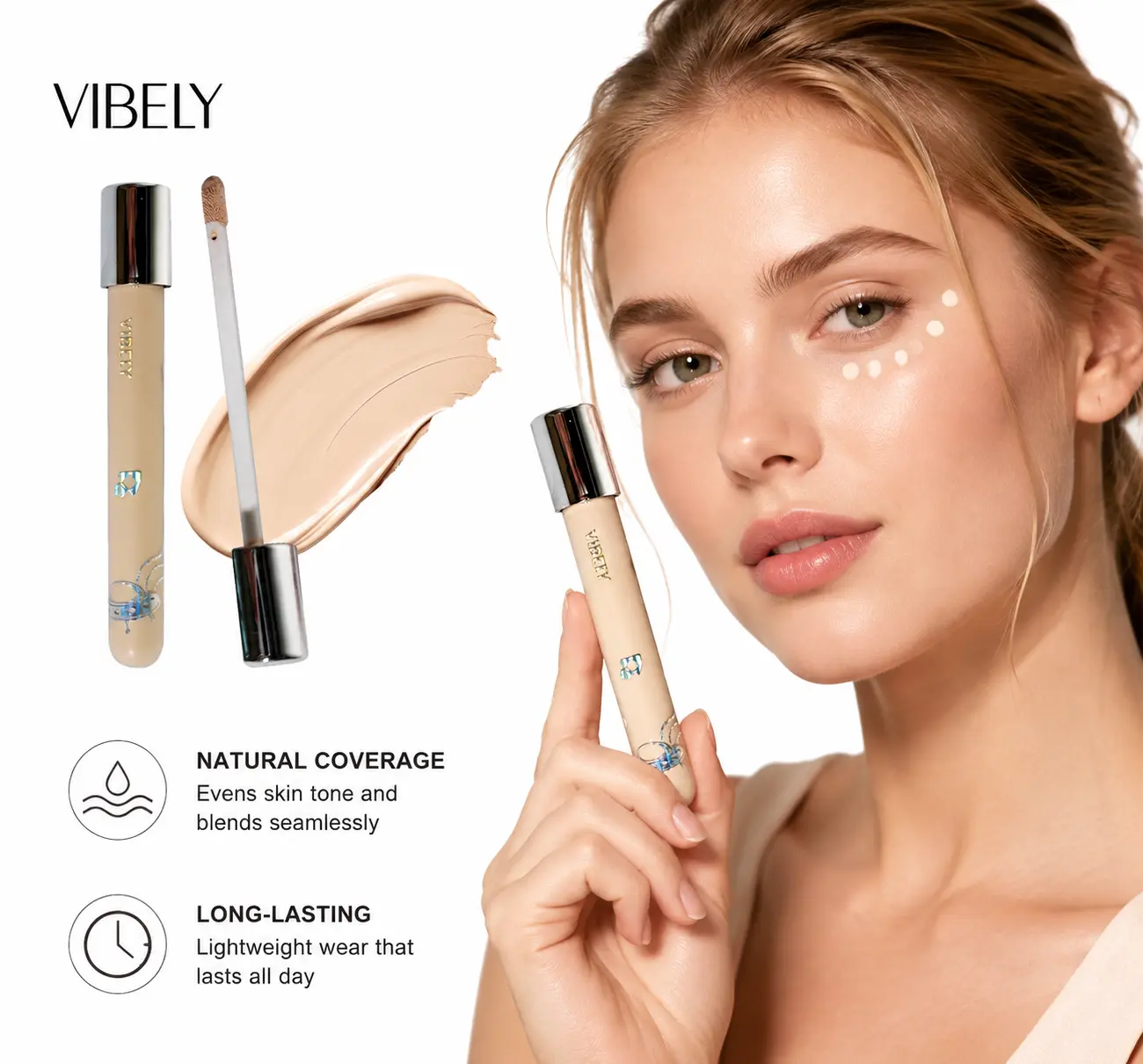 Smooth Waterproof Liquid Concealer, Oil Control Long Lasting Transfer Proof Full Coverage Concealer for Dark Circles, Blemishes, Dark Spots & Skin Imperfections Foundation Makeup Cosmetic