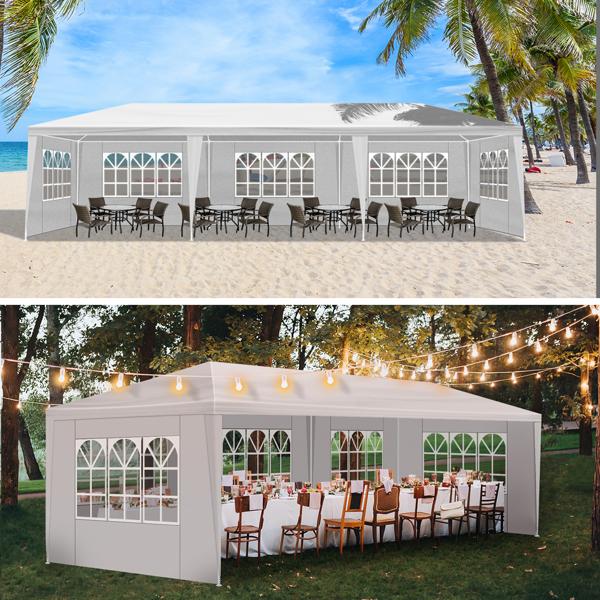 [Bellemave]10X20ft/10X30ft white 4enclosed/5 enclosed pergola with 4/5 windows made of PE cloth