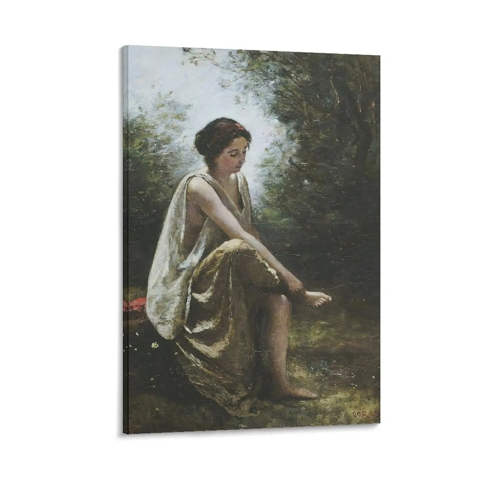Jean-Baptiste-Camille Corot's Wounded Eurydice Canvas Wall Art, Bedroom Decor, Modern Home Print, Artistic Poster. Poster Canvas Wall Art For Bedroom Decor Bar Office Room Decor Gift