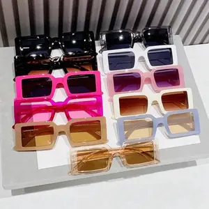 11pcs/set Vintage Rectangular Small Frame Plastic Decor Fashion Glasses Unisex