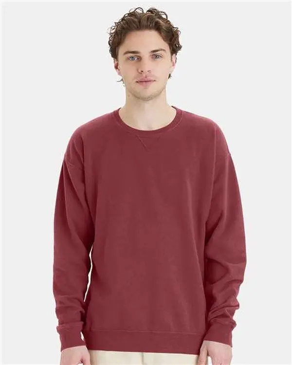 Custom Embroidered - ComfortWash by Hanes - Unisex Garment-Dyed Crewneck Sweatshirt - Cayenne - GDH400