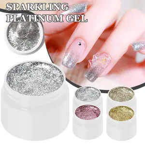 Bling Platinum Gel Set, 4 Colors Metal Light Cure Gel, High Density Flash Powder, UV/LED Compatible, Easy Application, Durable Finish