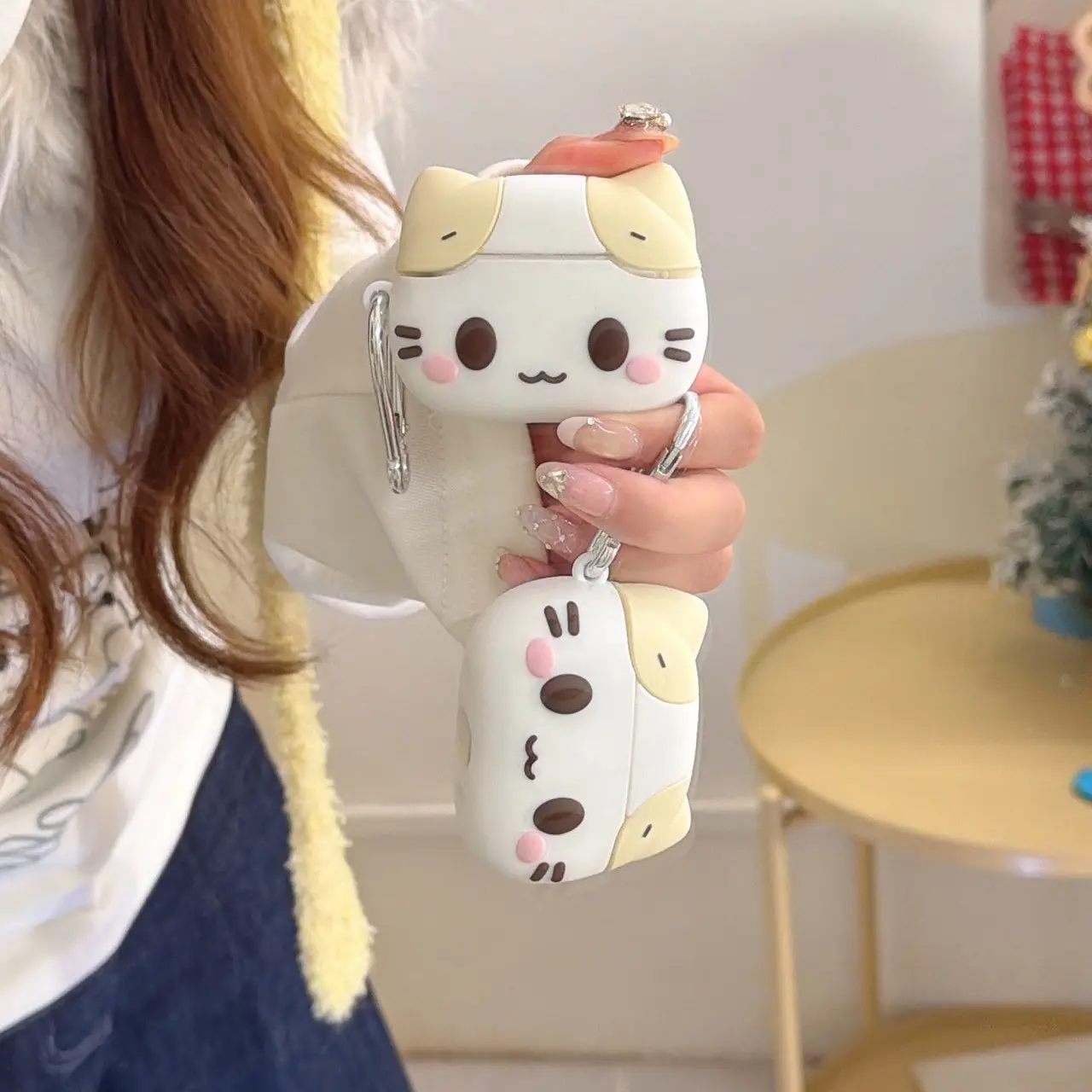 Suitable for Earphone Case | Cute Yellow Eared Cat | Silicone Soft Case | Gift | Earphone Protective Cover AirPods 3 4 Pro Pro2 Pro3 Protection Headphone Accessories
