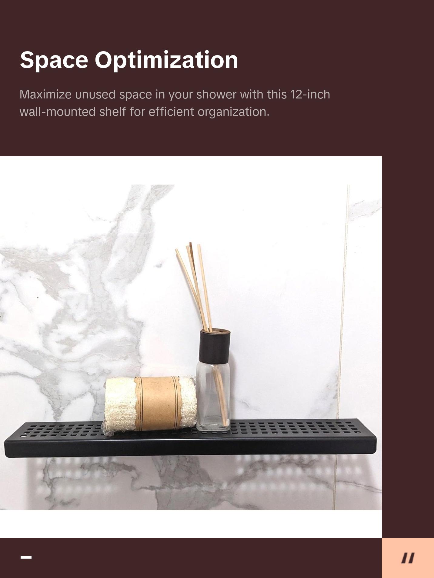 12 Inch Matte White Stainless Steel Wall-Mounted Shower Shelf