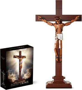 Jesus Crucifixion Building Block Model for Adults, 588+ PCS Christian Display Statue, Faith-Based Home & Church Decor, Easter & Christmas Religious Gift, Compatible Brick Set