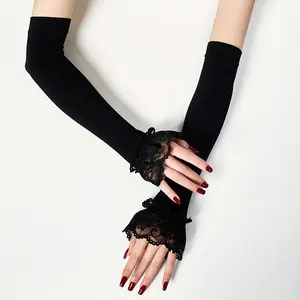 1 pair of summer women's ice silk fiber fabric mesh bell sleeves, outdoor elegant breathable fashion arm guards