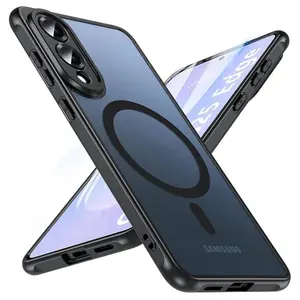 For Magsafe Magnetic Wireless Charging Protective Case For Samsung Galaxy S25 Edge 5G Shockproof Matte Back Cover Coque